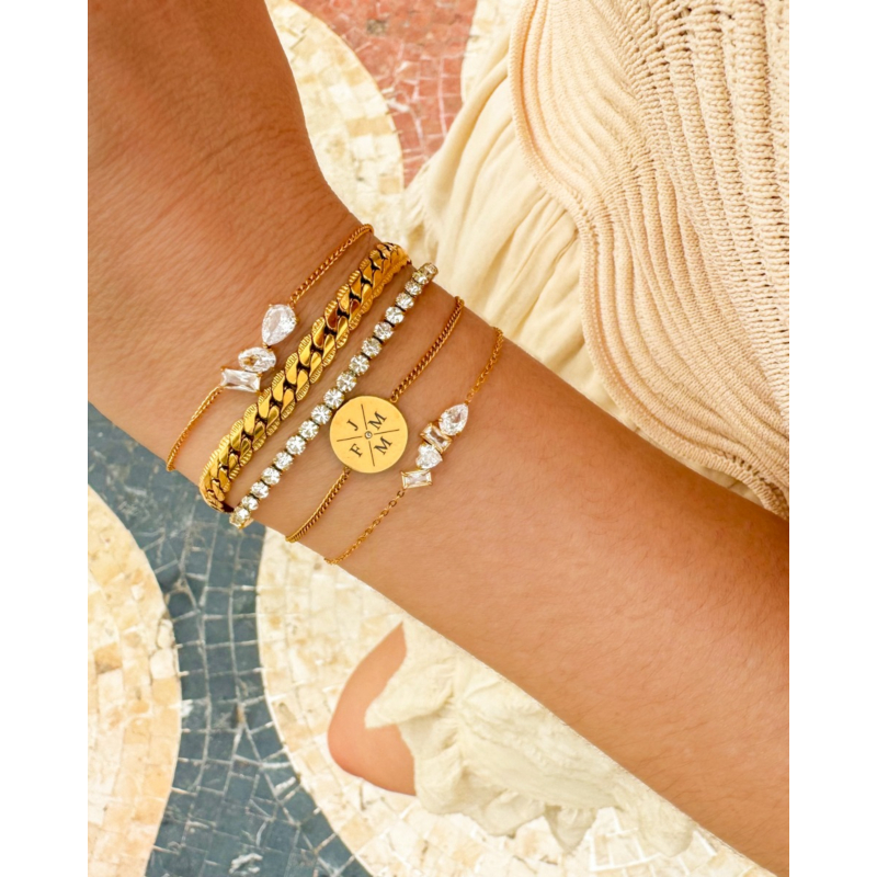Armband platte chain vintage goudkleurig