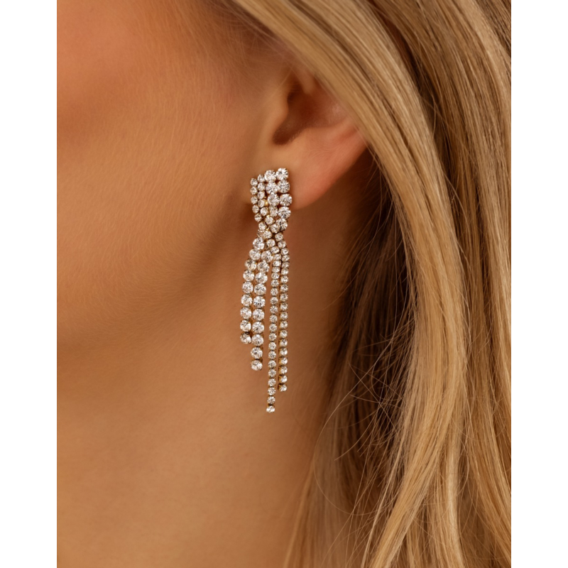 Twisted tennis earrings goudkleurig