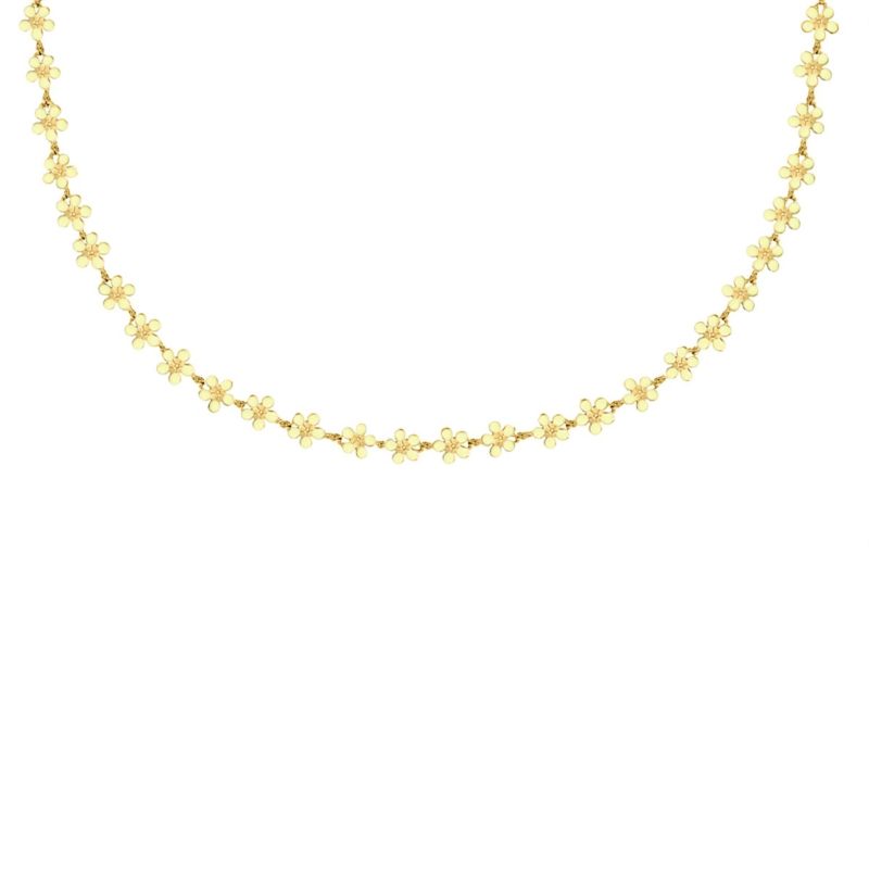 Flower necklace yellow goudkleurig