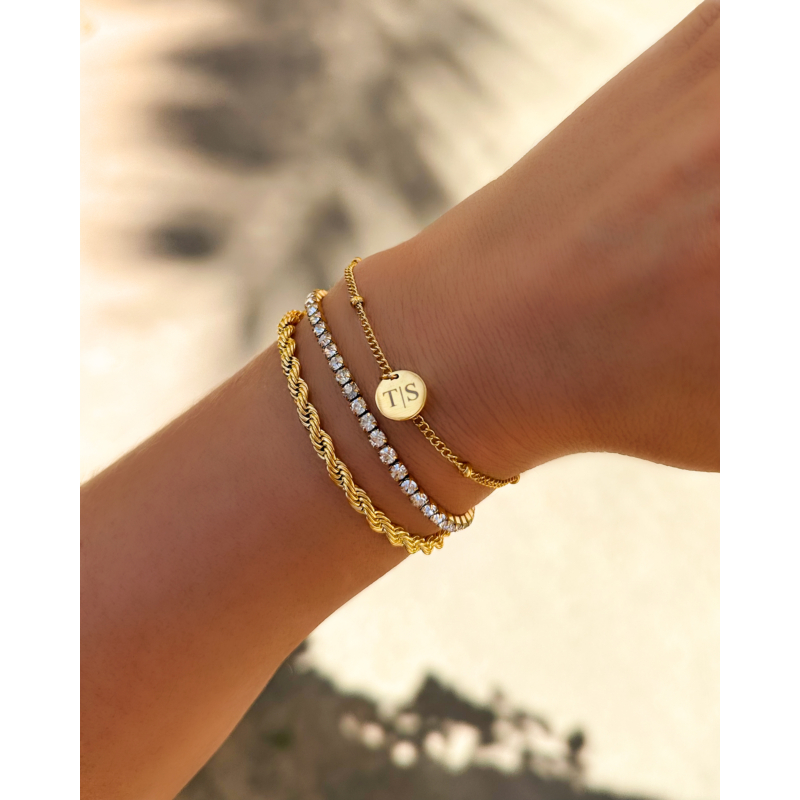 Graveerbare Armband Met Muntje Goudkleurig