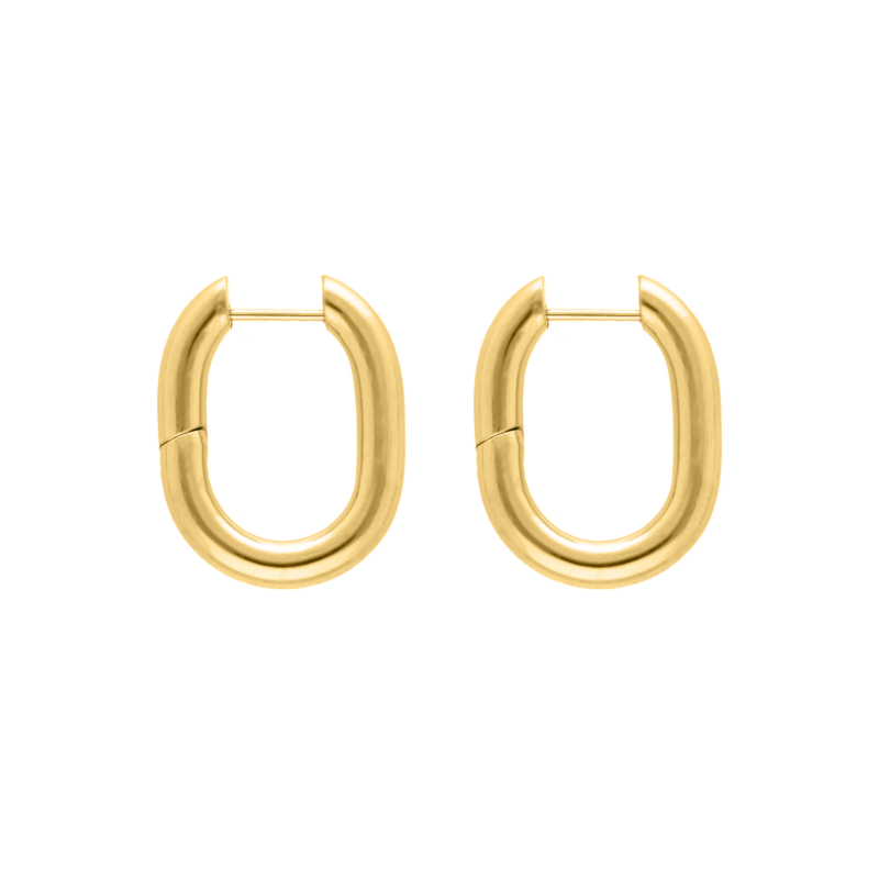 Chunky oval hoop earrings goldplated