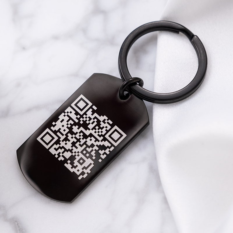 Sleutelhanger met QR code zwart