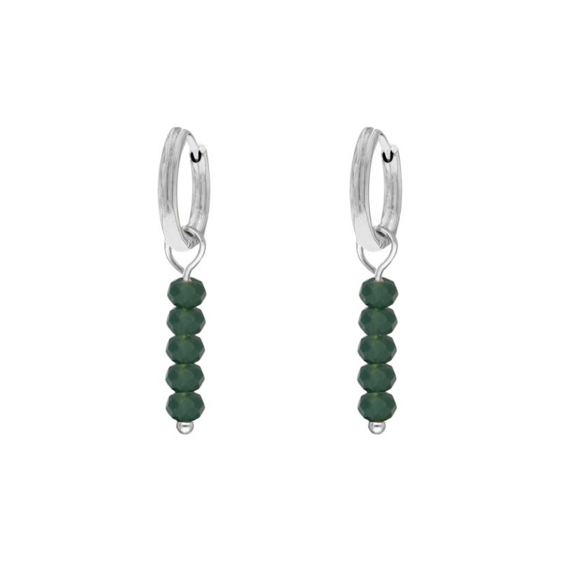 Earrings dark green beads
