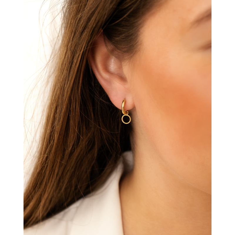 Oorbellen round charm goudkleurig