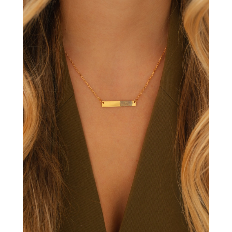 Bar ketting vingerafdruk goud kleurig