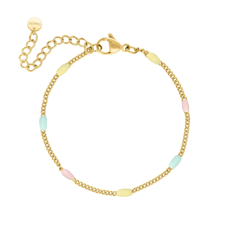 Bolletjes armband pastel goudkleurig