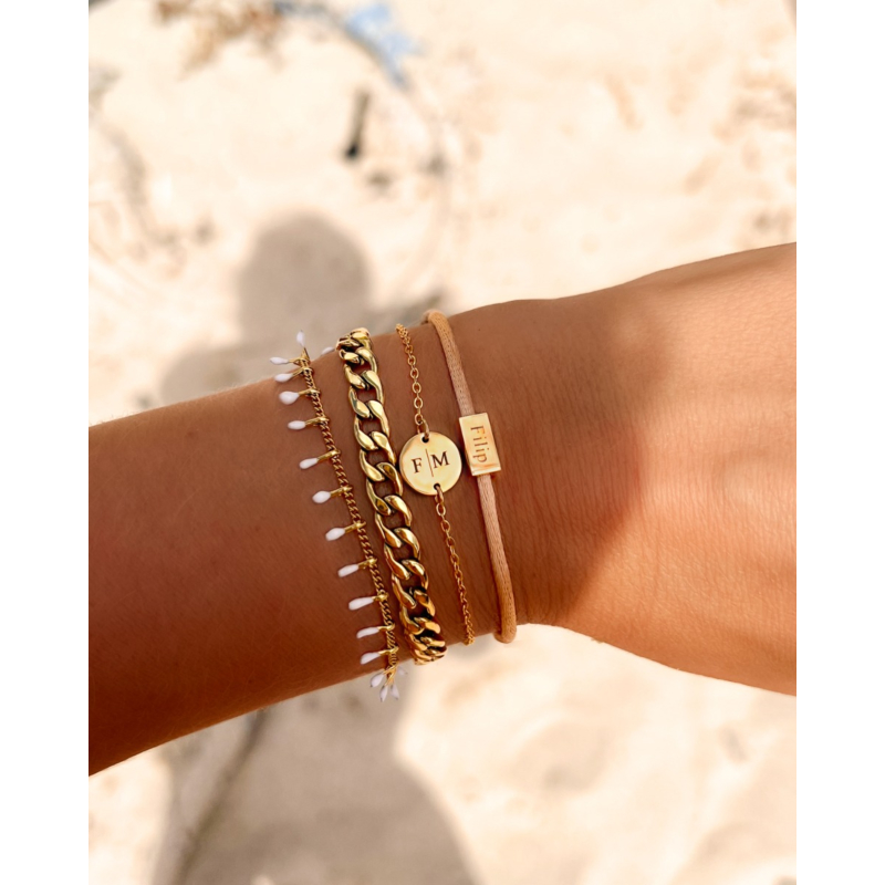 Satin initial armbandje nude gold plated