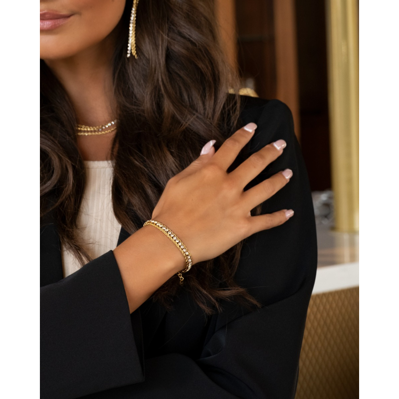 Luxe Tennis & Chain Armband Goudkleurig