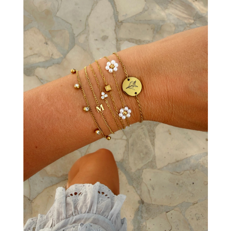 Armband triple stone goud kleurig