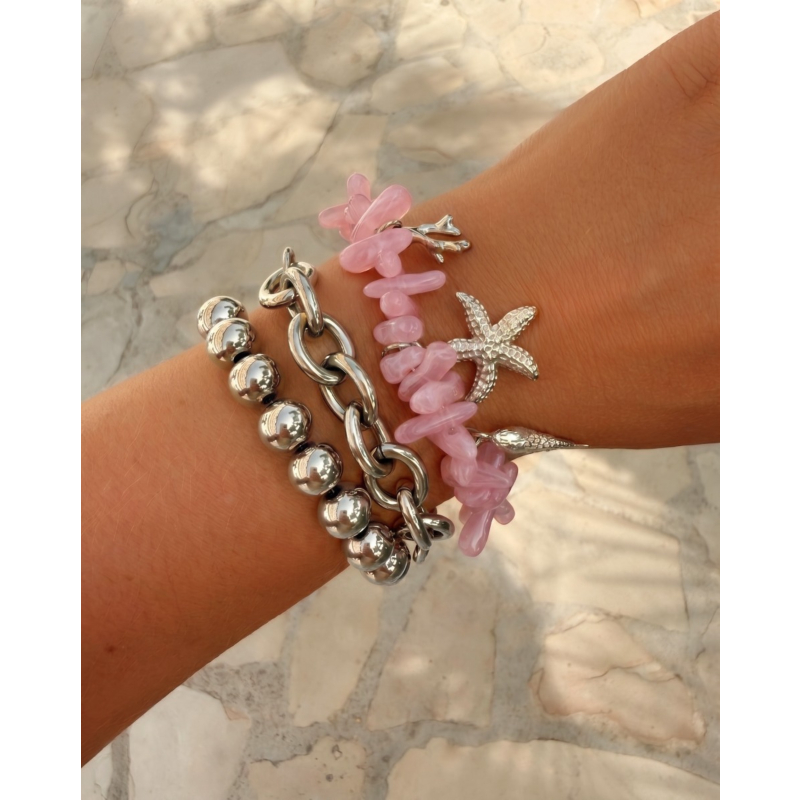 Kralenarmband roze met zomer bedels