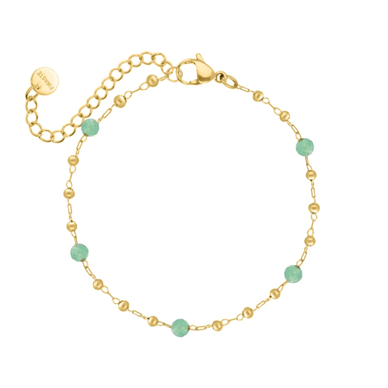 Bolletjes armband groen goudkleurig