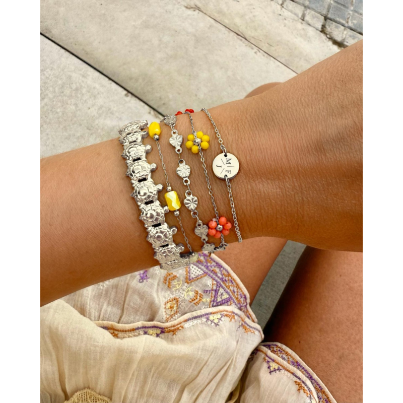 Armband 3 initialen met mini muntje