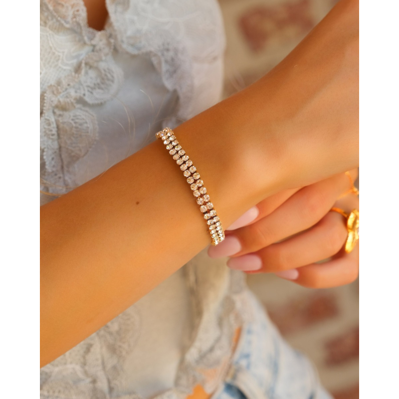 Tennis armband dubbel goudkleurig