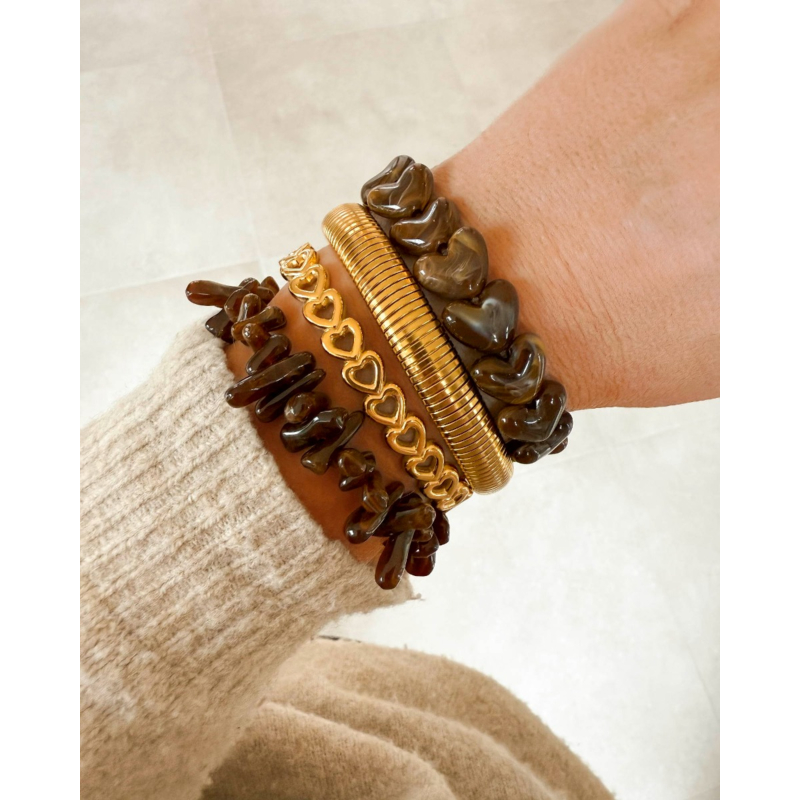 Kralenarmband steentjes mix bruin