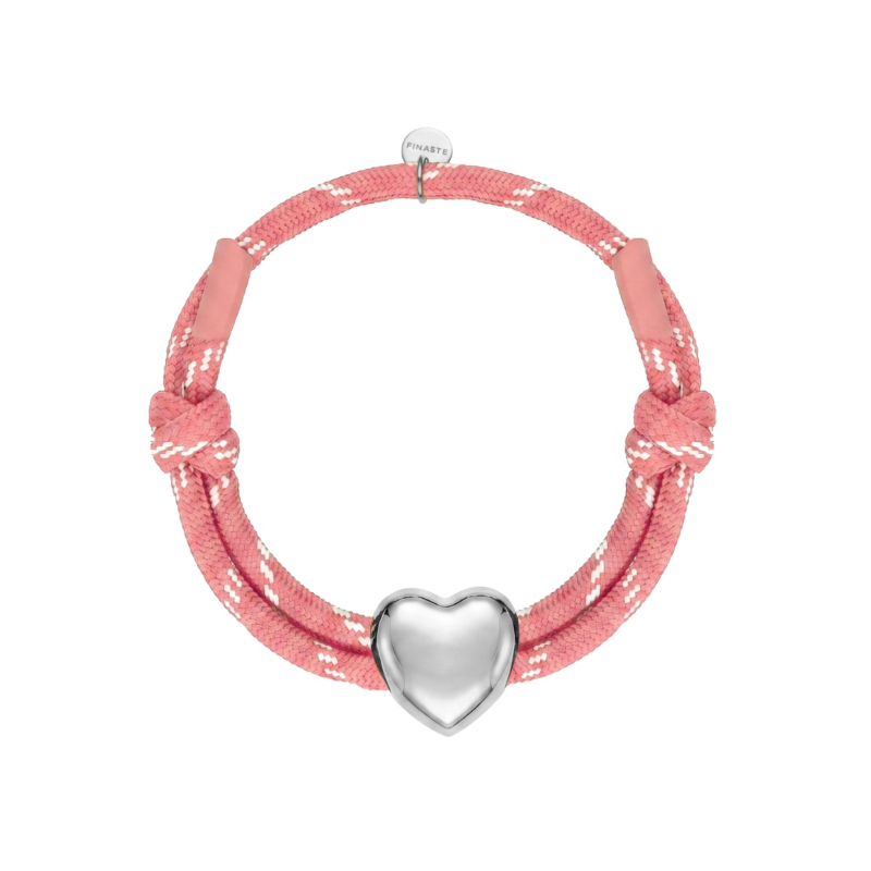 Roze touwtjes armband hart