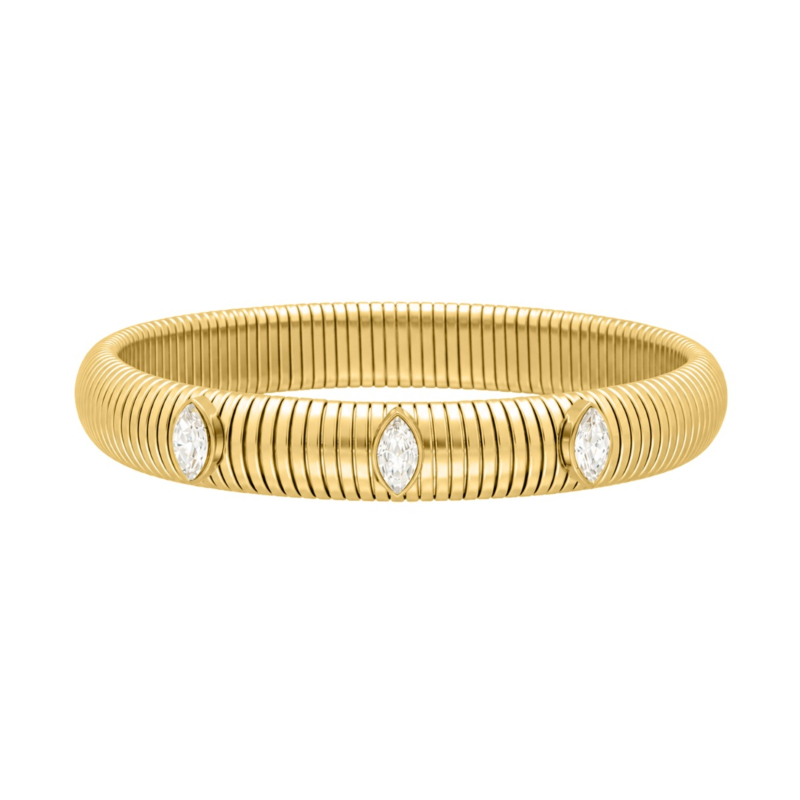 Stretch bangle met steentjes goudkleurig