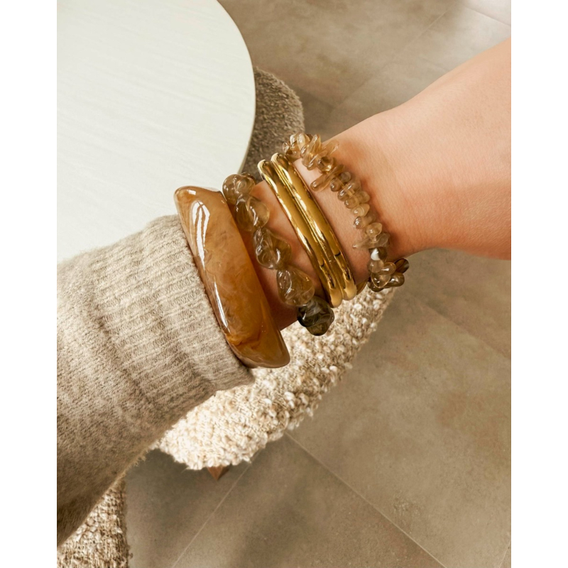 Kralenarmband steentjes mix beige