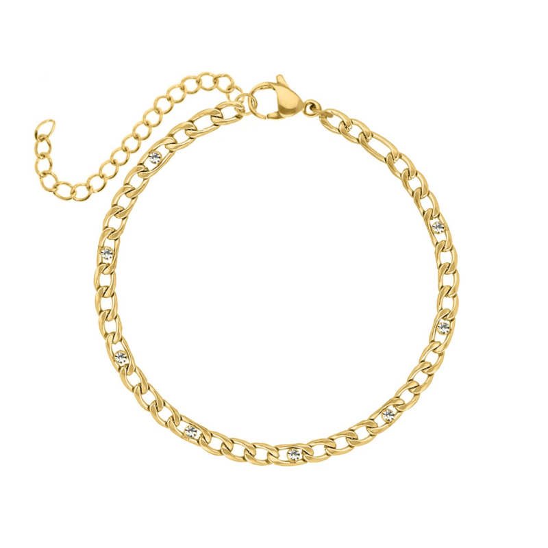 Chain armband goud met steentjes