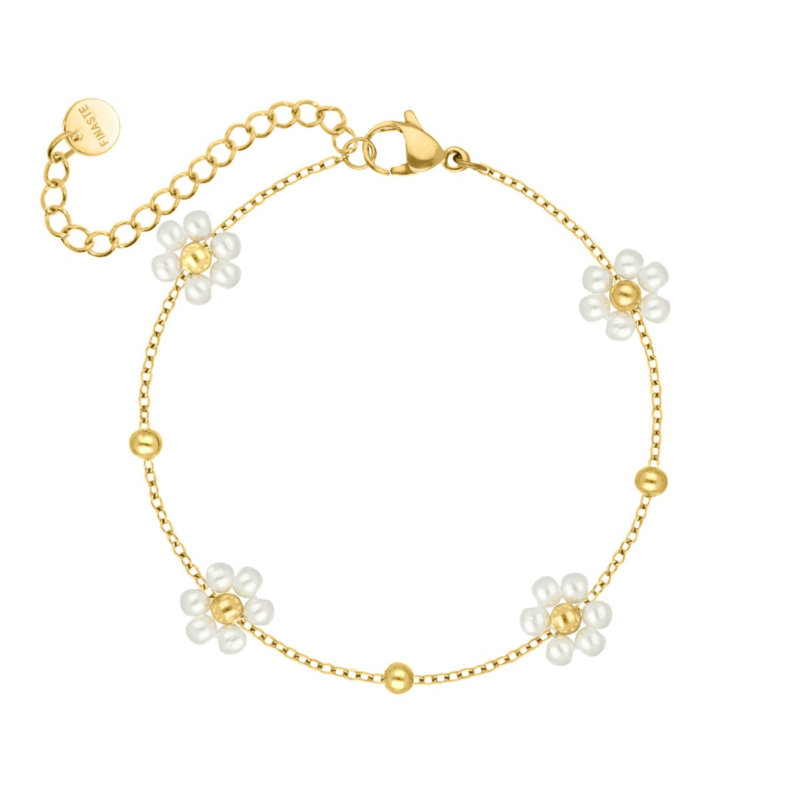 Armband bloemetjes goudkleurig