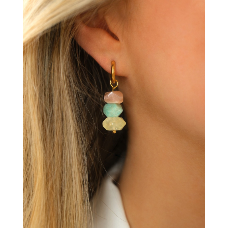Oorbellen met gemstones goudkleurig