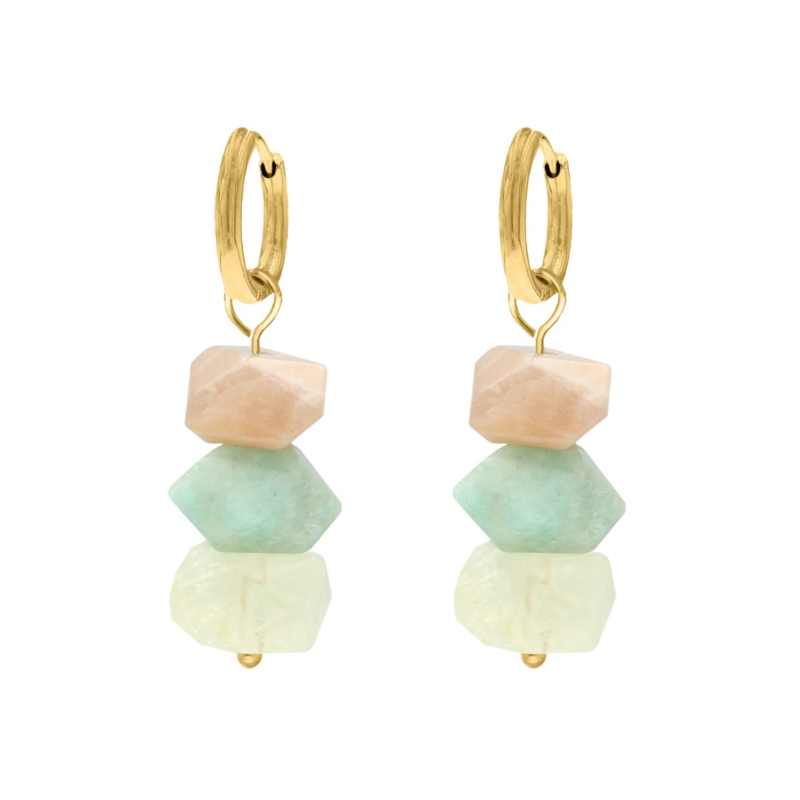 Oorbellen met gemstones goudkleurig