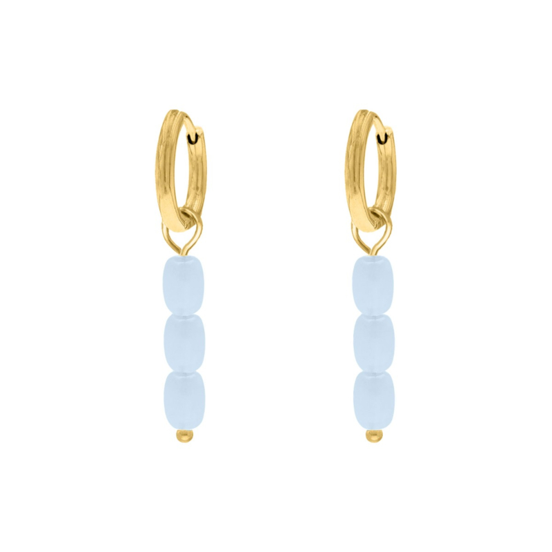 Oorbellen met steentjes blauw goudkleurig