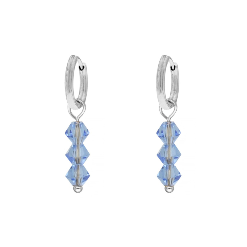 Oorbellen drie steentjes blauw
