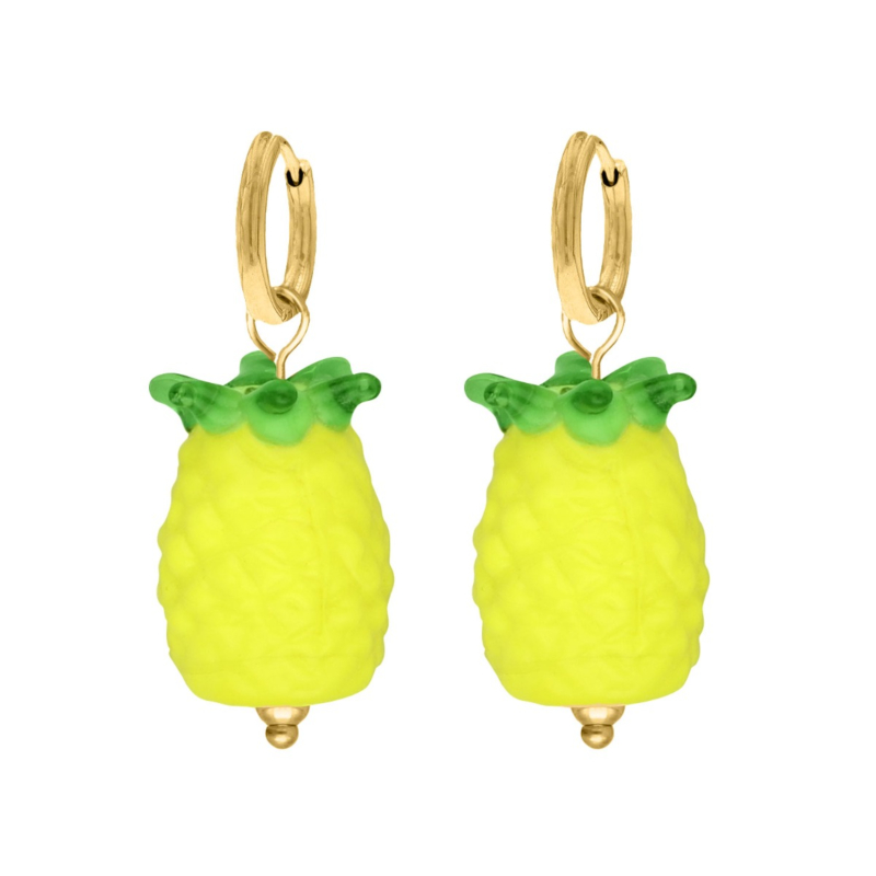 Oorbellen ananas goudkleurig