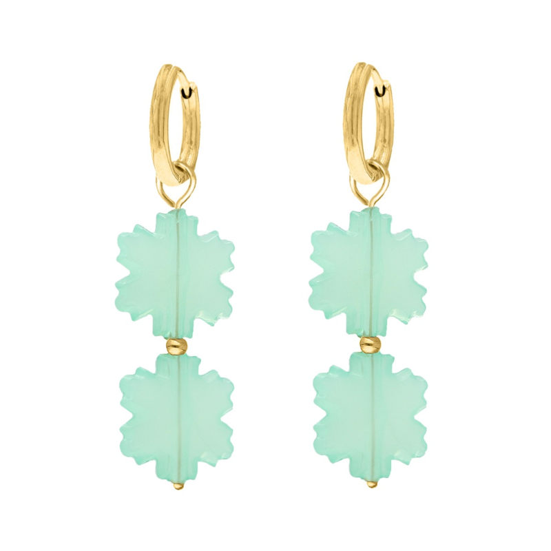 Oorringetjes mintgroene hangers goudkleurig