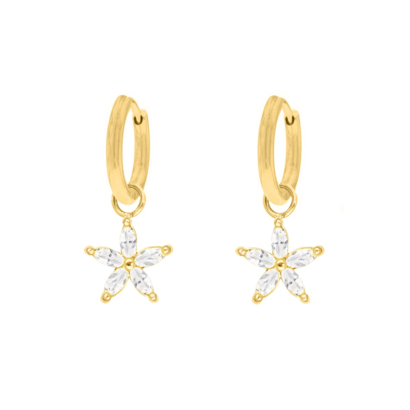 Oorringetjes sparkle flower gold plated