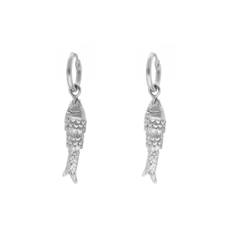 Oorbellen met vis zilver