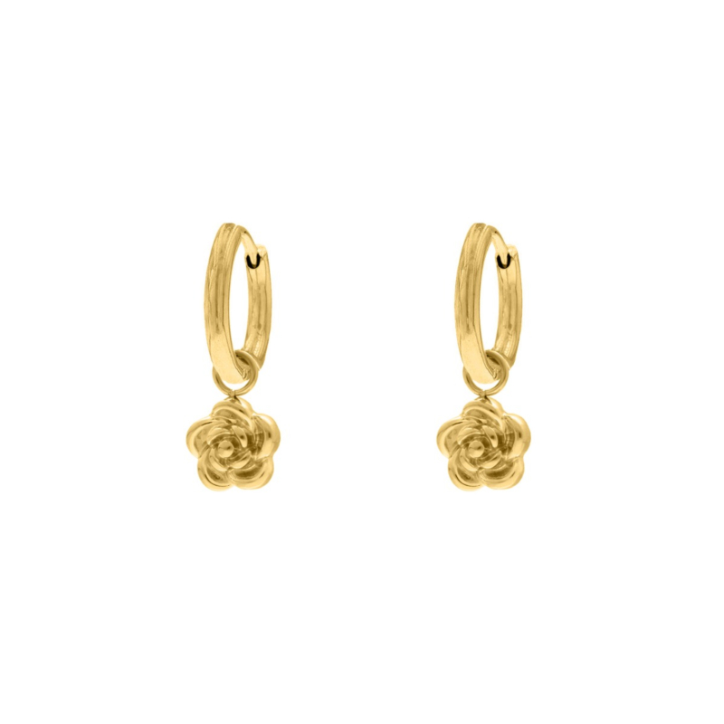 Gouden earparty met bloemen