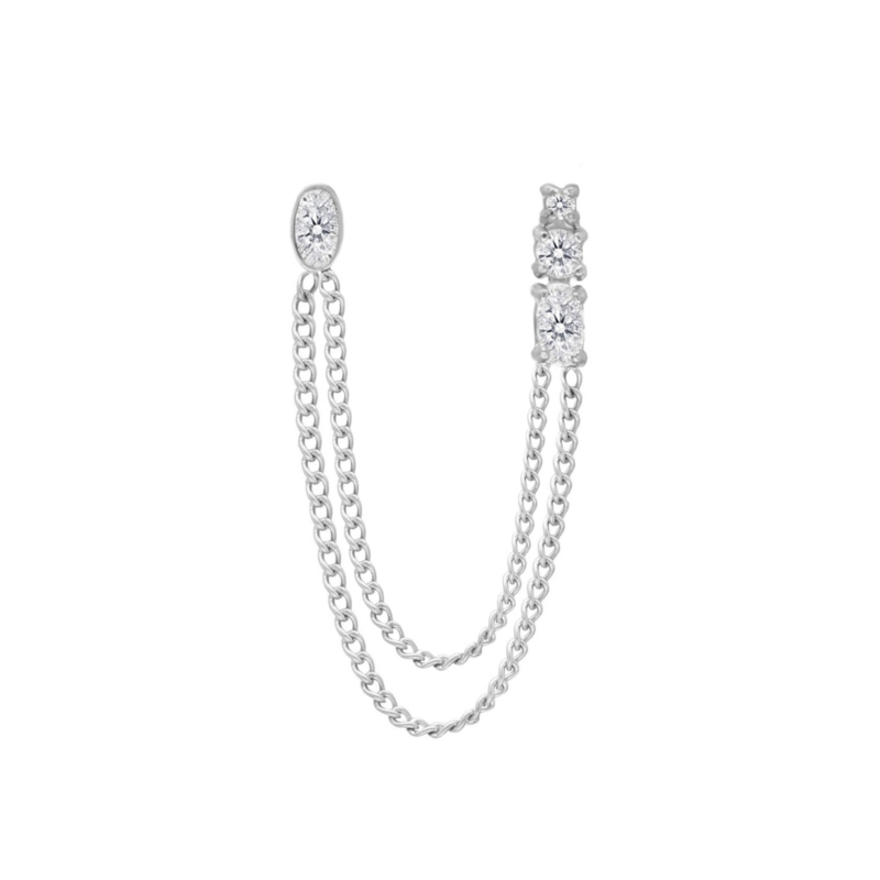 Ketting oorbel met steentjes