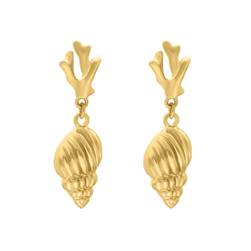 Schelp oorbellen goud