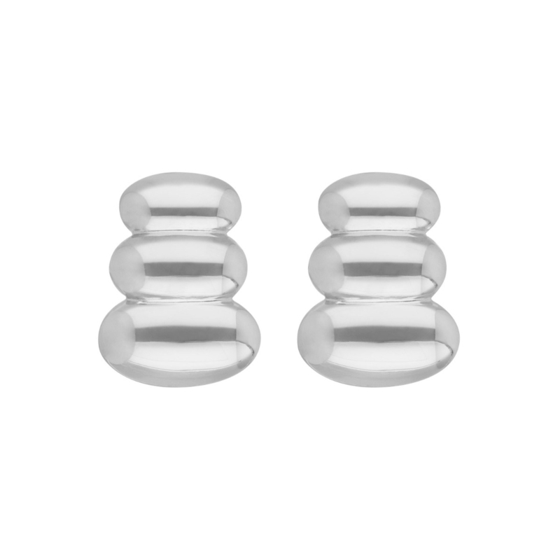 Zilveren stud oorbellen oval dots