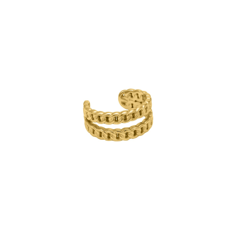 Ear cuff dubbele chain goudkleurig