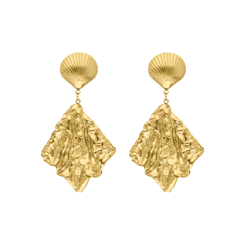 Statement oorbellen schelp goudkleurig