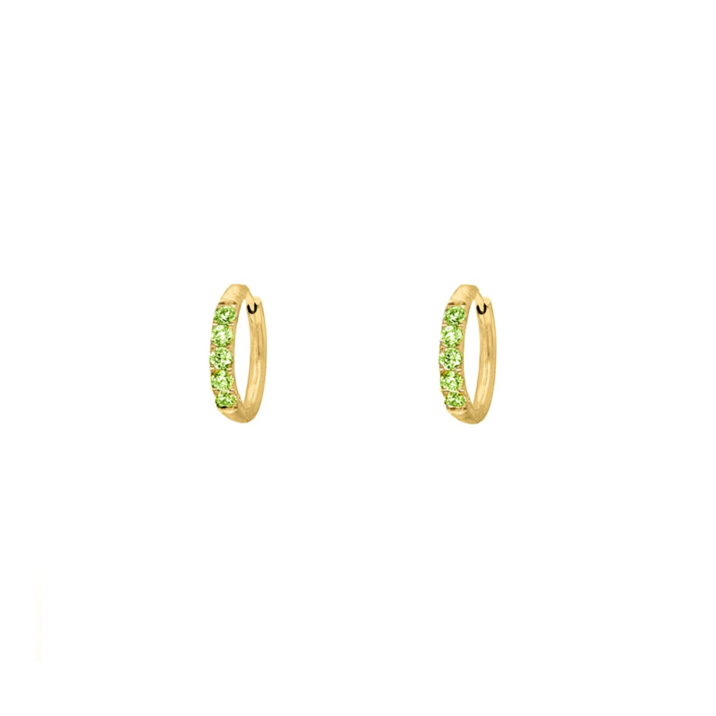 Shiny oorringetjes groen 8 mm goudkleurig