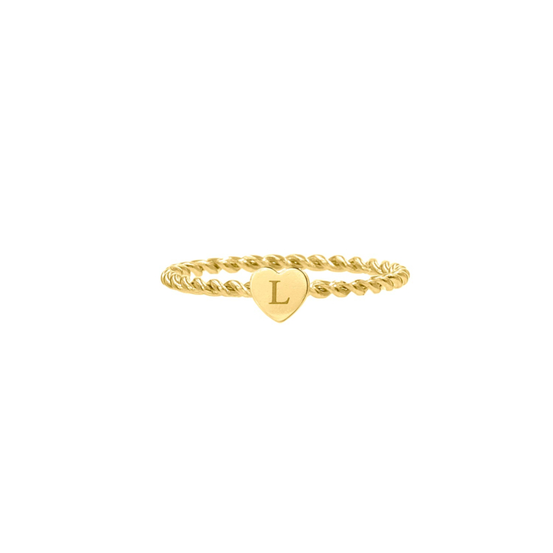 Ring met graveerbaar hartje goud