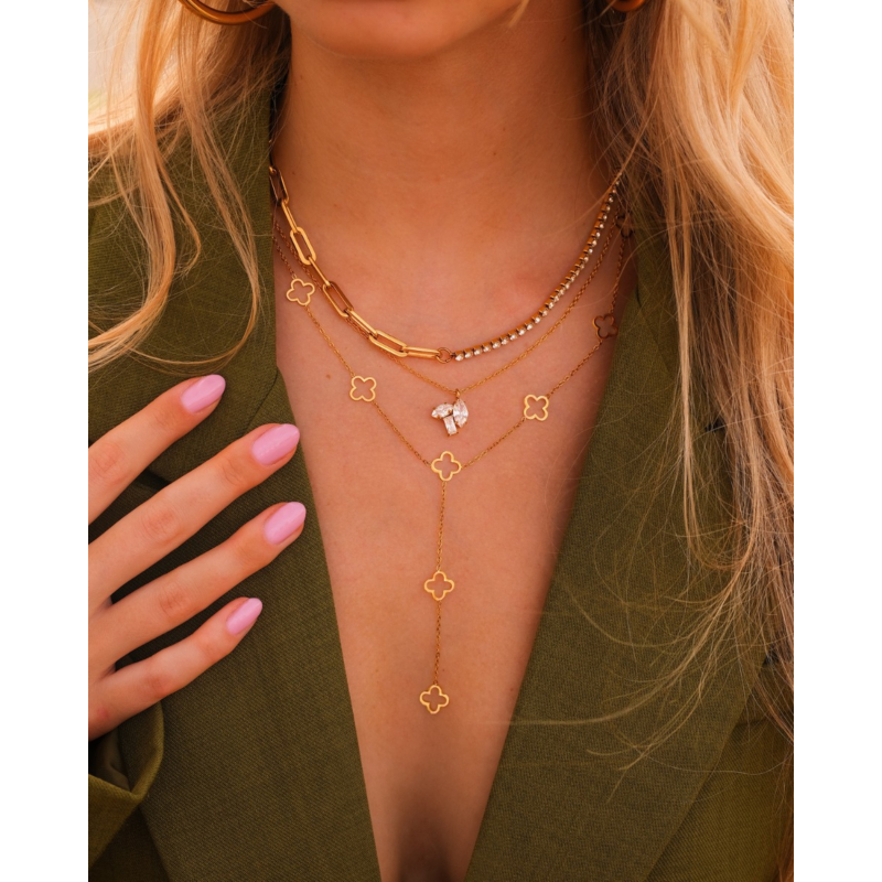 Tennis ketting met schakels goudkleurig