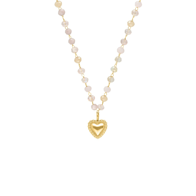 Kralen ketting vintage hartje goudkleurig