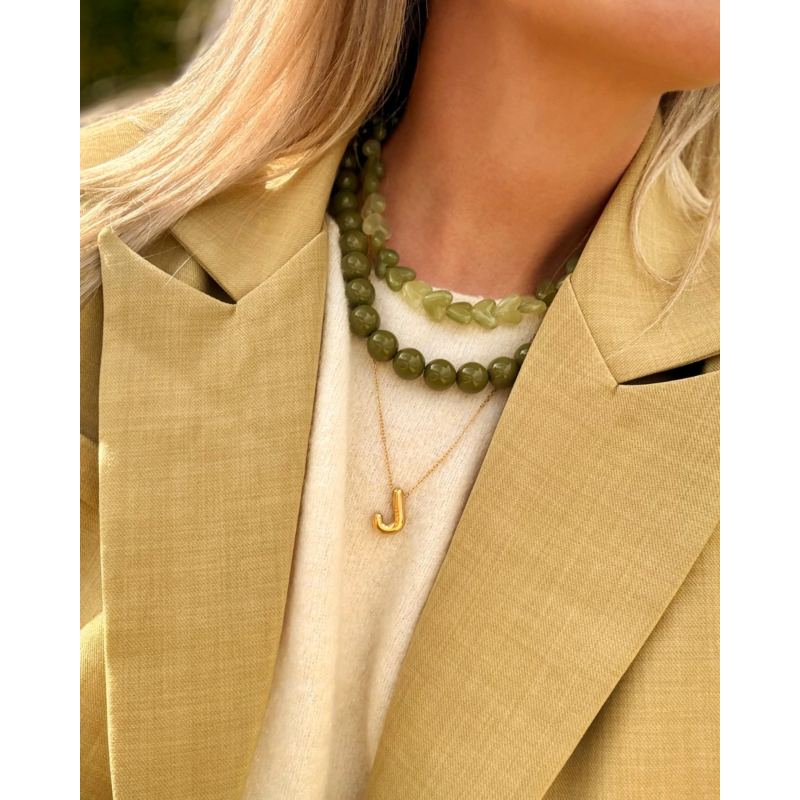 Initial bubbel ketting goudkleurig