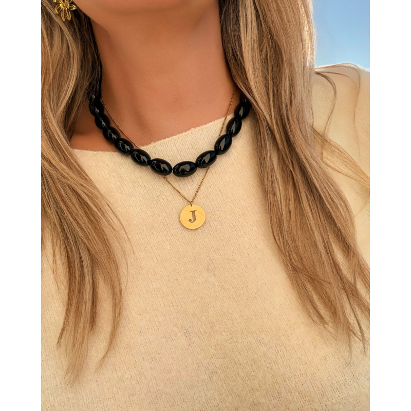 Ovale kralen ketting zwart