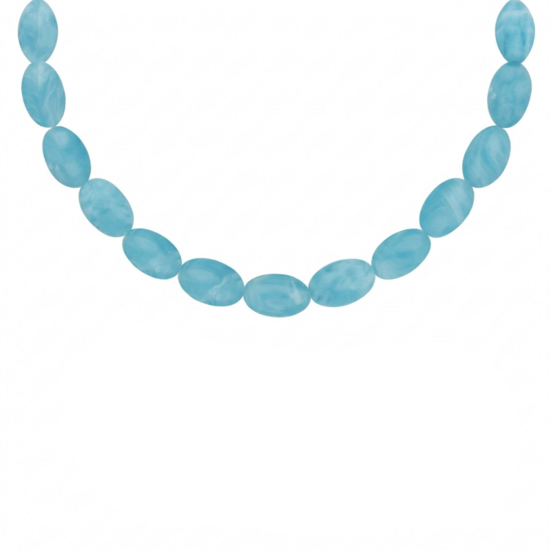 Ovale kralen ketting blauw
