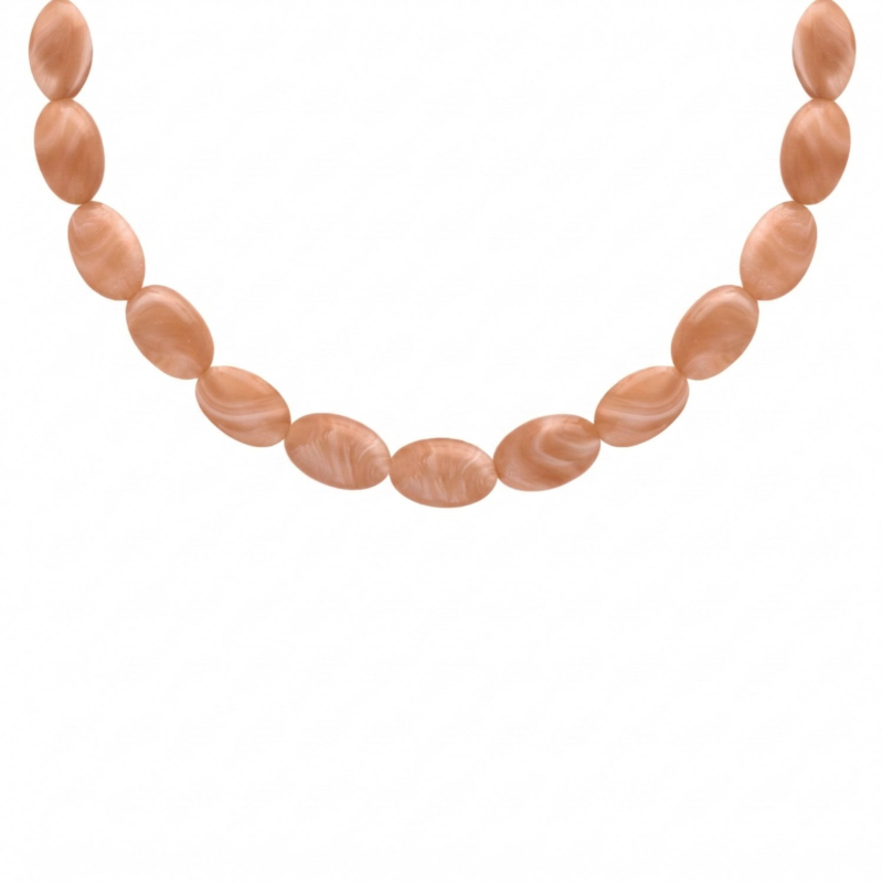 Ovale kralen ketting lichtbruin