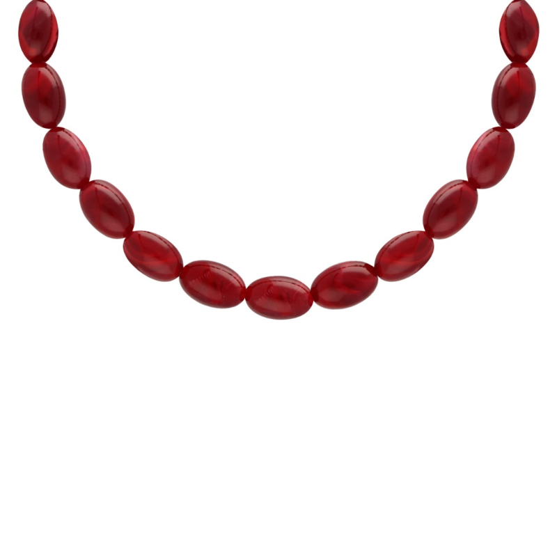 Ovale kralen ketting rood