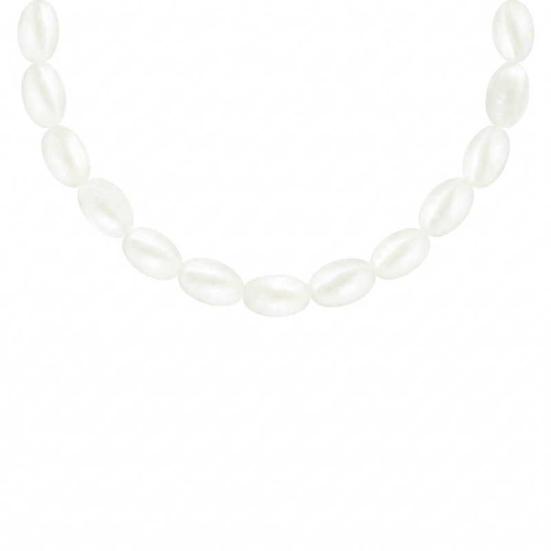 Ovale kralen ketting wit