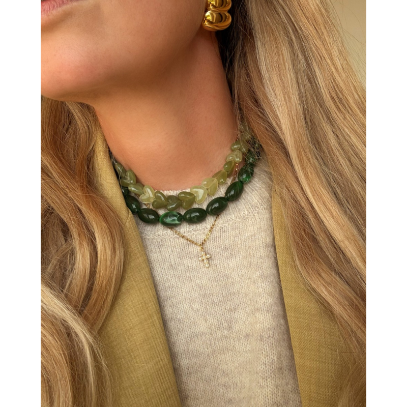Ovale kralen ketting groen