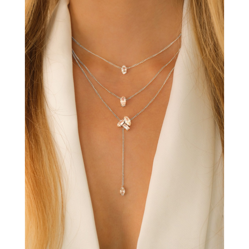 Driedubbele ketting met steentjes