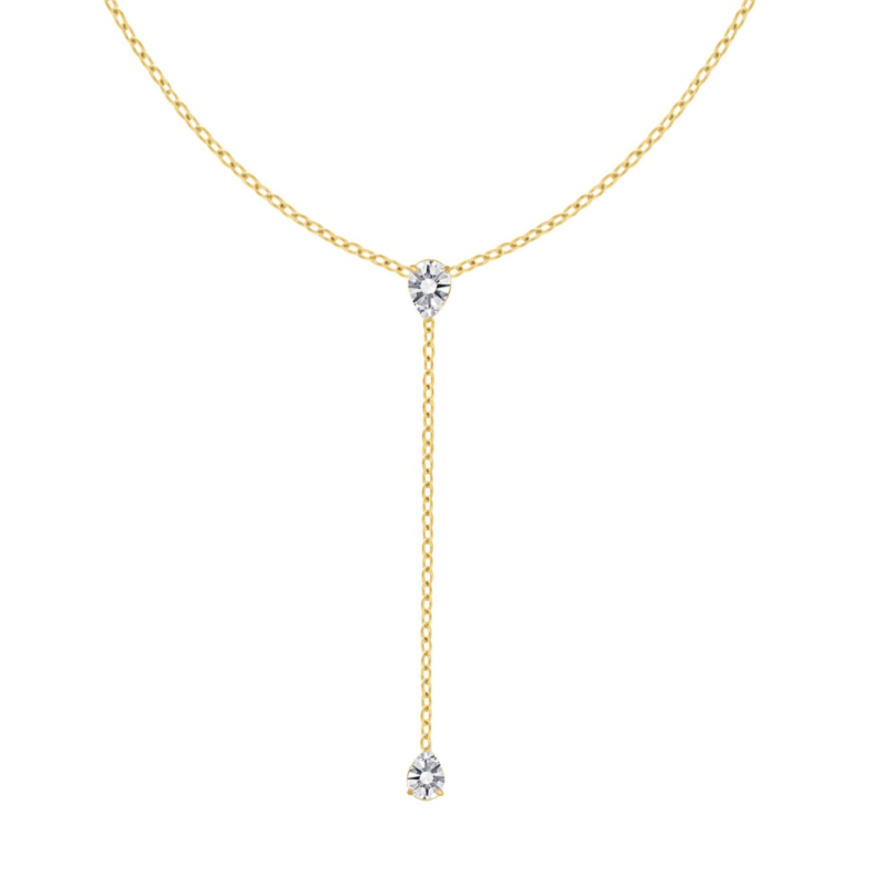 Lange ketting met druppel steentjes goudkleurig